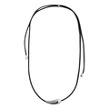 Minimalist adjustable drop pendant necklace with polished silver water drop and black cord - Water Drop Shape (GY2293539) / Silver
