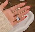Silver stainless steel puppy pendant necklace featuring an abstract human-pet hug design - Necklace (Silver + Black)