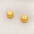 French vintage style round gold plated earrings with firework texture on white fabric - Gold