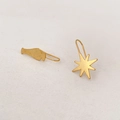 Matte gold star and vase asymmetric drop earrings for women with vintage hook design - Asymmetric Pair