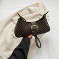 Vintage braune Monogramm-Hobo-Tasche mit goldener Schnalle und geknotetem Riemen - Braun