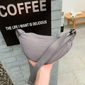 Chic gray nylon crescent dumpling bag with adjustable shoulder strap for women - Gray