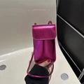 Glossy rose red mini vertical crossbody phone bag with reflective metallic finish - Rose Red
