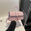 Roze crossbodytas met vintage patroon, monogramprint en verstelbare schouderband - Roze