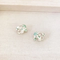 Vintage French style silver elephant stud earrings with green enamel and spiral patterns - Silver Elephant Stud Earrings