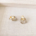 Silver hoop earrings with transparent resin charms containing real yellow dried flowers - Silver Hoop White Dried Flower Style / White
