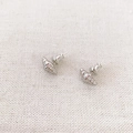 Boucles d'oreilles minimalistes en argent forme croissant avec texture spirale - Argenté