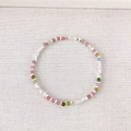 Braccialetto alla moda con perle di tormalina colorate e distanziatori esagonali in argento - Tormalina Multicolore