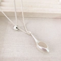 Matte silver perfume bottle necklace with hollow teardrop pendant and bead - Water Bottle Pendant Style