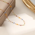 Rainbow necklace featuring gold chain and colorful crystal cube beads for women - X352-Transparent Cube Necklace