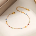 Kleurrijke kristallen kralenarmband van K18 goud met verstelbare karabijnsluiting - S215-Transparante Kubus Armband