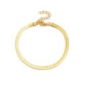 Detail of flat gold snake chain bracelet with adjustable lobster clasp on white background - Single Layer Snake Bone Bracelet - Gold