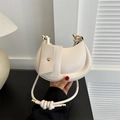Chic white crescent moon shoulder bag with textured leather and a small envelope pouch - White