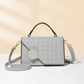 Grijze PU-lederen handtas met houndstooth-textuur en goudkleurige gesp details - Grijs