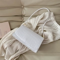 Minimalist white crocodile pattern crossbody square bag with gold metal hardware - White