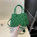 Green crossbody bag with quilted embroidery and matching mini coin purse detail - Green