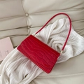Glossy red crocodile texture handbag with sleek rectangular shape and slim shoulder strap - Red