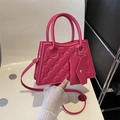 Bright pink quilted handbag with adjustable strap and matching small coin purse charm - Rose Pink