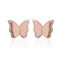 Minimalist butterfly stud earrings in rose gold with matte and polished titanium steel - Butterfly Stud Earrings / Rose Gold
