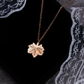 Elegant rose gold maple leaf pendant necklace with detailed veins on a premium chain - Rose Gold