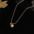 Elegant gold titanium steel necklace with matte and polished dual bead pendants - Frosted Solid Round Bead Style / Gold
