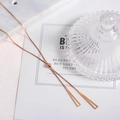 Adjustable rose gold triangle tassel necklace in a minimalist geometric slider design - Long Triangle Adjustable Style-Rose Gold (FX259)