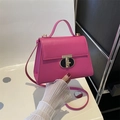 Chic magenta square crossbody bag with gold T-shaped lock and versatile chain strap - Rose Pink