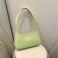 Minimalist light green underarm baguette bag made of smooth faux leather for women - Green