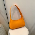 Minimalist bright orange underarm bag in smooth matte faux leather for women - Orange