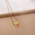 Elegant 18k gold plated bow and teardrop pendant necklace for women in minimalist style - Bowknot Teardrop - Gold (Copper Pendant)