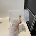 Transparente PVC-Mini-Tasche wasserdicht mit Goldkette und Perlenanhänger - Weiß