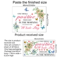 Detail view of floral wall sticker with quote and measurement specifications of 60x30cm - 30x60cm
