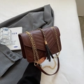Gevoerde donkerbruine crossbodytas met gouden kettingriem en elegant kwastje detail - Bruin