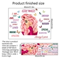 Inspirational cartoon girl wall sticker with butterflies and magic phrases for home decor - 30*90cm
