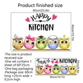 Happy Kitchen wall decals with colorful cartoon owls and decorative stickers for home - 25*60cm