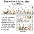 Stickers muraux animaux de la forêt à l'aquarelle avec renard et ours pour chambre d'enfant - 30x60cm * 2 Feuilles