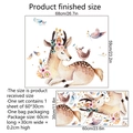 Stickers muraux cerf et oiseaux de dessin animé avec fleurs et plumes aquarelle - Style Cerf Sika Aquarelle Oiseau (MS365-YW) / 30*60cm