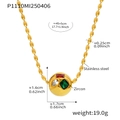Collar de acero inoxidable chapado en oro con colgante esférico de circón mujer - Zircón Verde