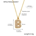 Collana con ciondolo lettera B bombata in acciaio inossidabile placcato oro 18K e zirconi - Lettera B / Oro
