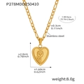 Dimensiones detalladas del colgante de corazón y girasol chapado en oro de 18k - 40+5cm / Collar de Corazón Dorado (P278)