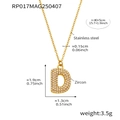 Collana con lettera D in acciaio inossidabile placcato oro 18K PVD con zirconi - Lettera D / Oro