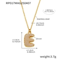 Chubby letter E pendant necklace in 18K gold plating with sparkling cubic zirconia - Letter E / Gold