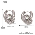 Poliertes Edelstahl-Doppelring-Ohrringe mit Zirkonia-Besatz und Maßen in Silberoptik - Silber Weiße Strass-Ohrringe (F370)