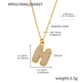 Collier en acier inoxydable doré avec pendentif lettre H serti de zircons brillants - Lettre H / Or