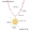 Bohemian seashell beaded necklace with golden stainless steel sun totem pendant - Sun Pendant Style (P1284) / 40+5cm
