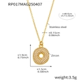 Collier en acier inoxydable doré avec pendentif rond serti de zircons 5A étincelants - Lettre O / Or