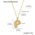 Collier doré en acier inoxydable avec pendentif lettre P serti de zircons 5A brillants - Lettre P / Or