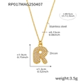 Collier en acier inoxydable doré avec pendentif lettre R et zircons scintillants - Lettre R / Or
