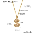 Pendentif lettre S bombé avec zircons blancs et placage en or 18 carats PVD - Lettre S / Or