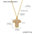 Collier en acier inoxydable plaqué or 18K avec pendentif lettre T incrusté de zircons - Lettre T / Or
